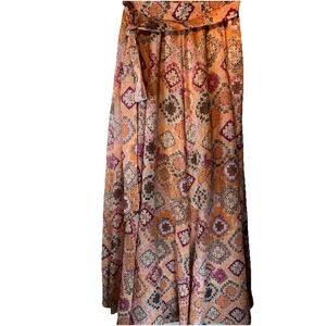 Moon Orchid Maxi Skirt Flowy Full Belted Lined‎ Fall Colors Size Small